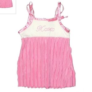 XOXO Girl's Double Strap Pink White Valentine's Day Dress 3T Ruffle Cute EUC